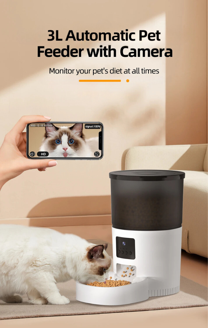 Smart Pet Feeder with Camera & Speaker