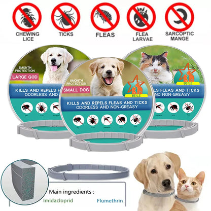 Anti-flea and tick pet collar for cats and dogs, effective for both your cat and dog.